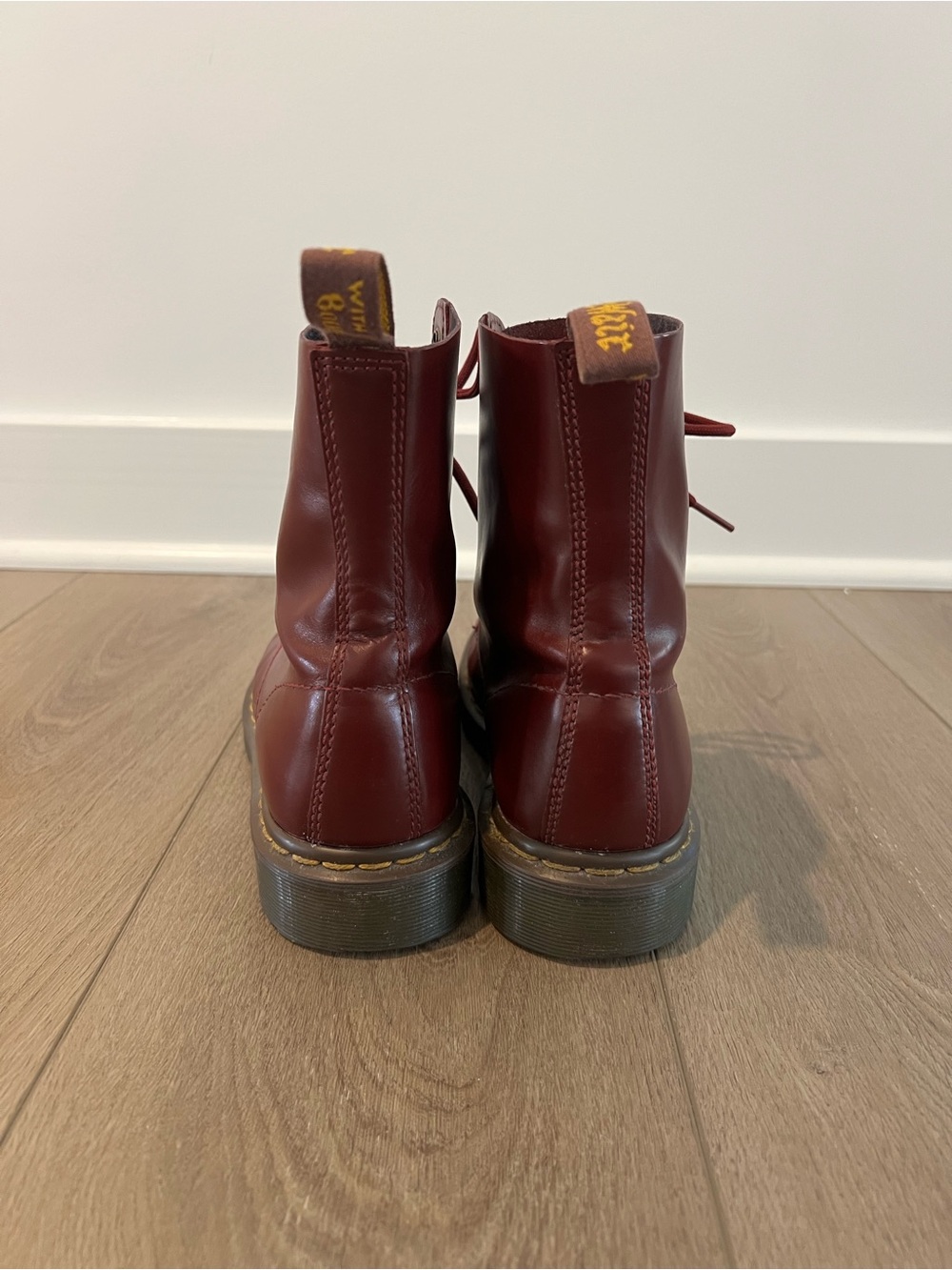 Women’s Dr Martens Pascal Cherry Red Lace-Up Leather Combat Boots US 8 / UK 6 - Picture 5 of 16